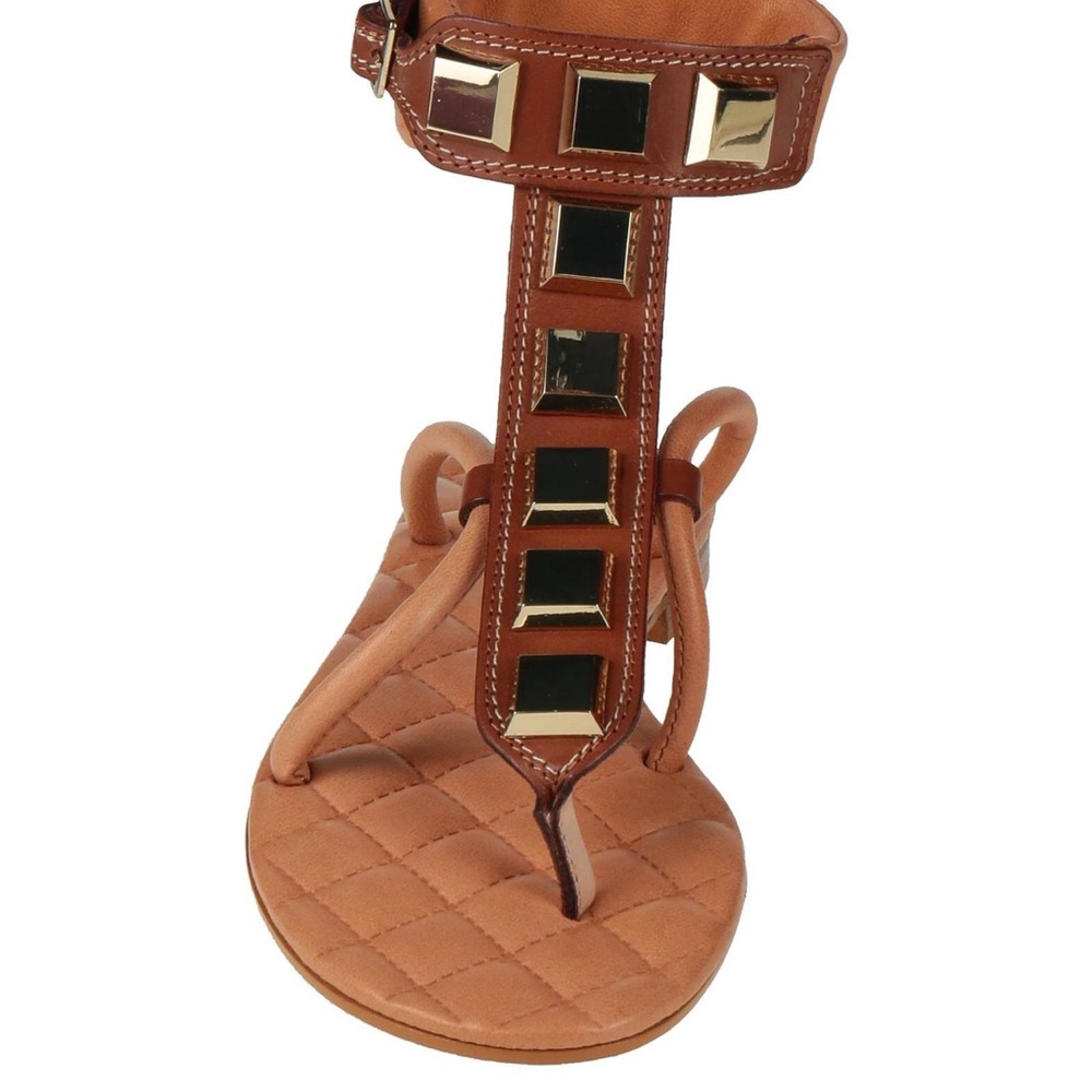Elegant Tan Studded Sandals